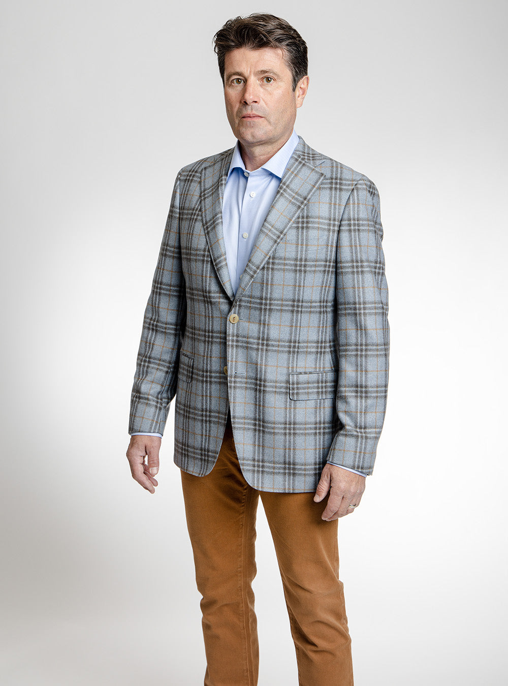 Samuelsohn Blue & Charcoal Plaid Sport Coat