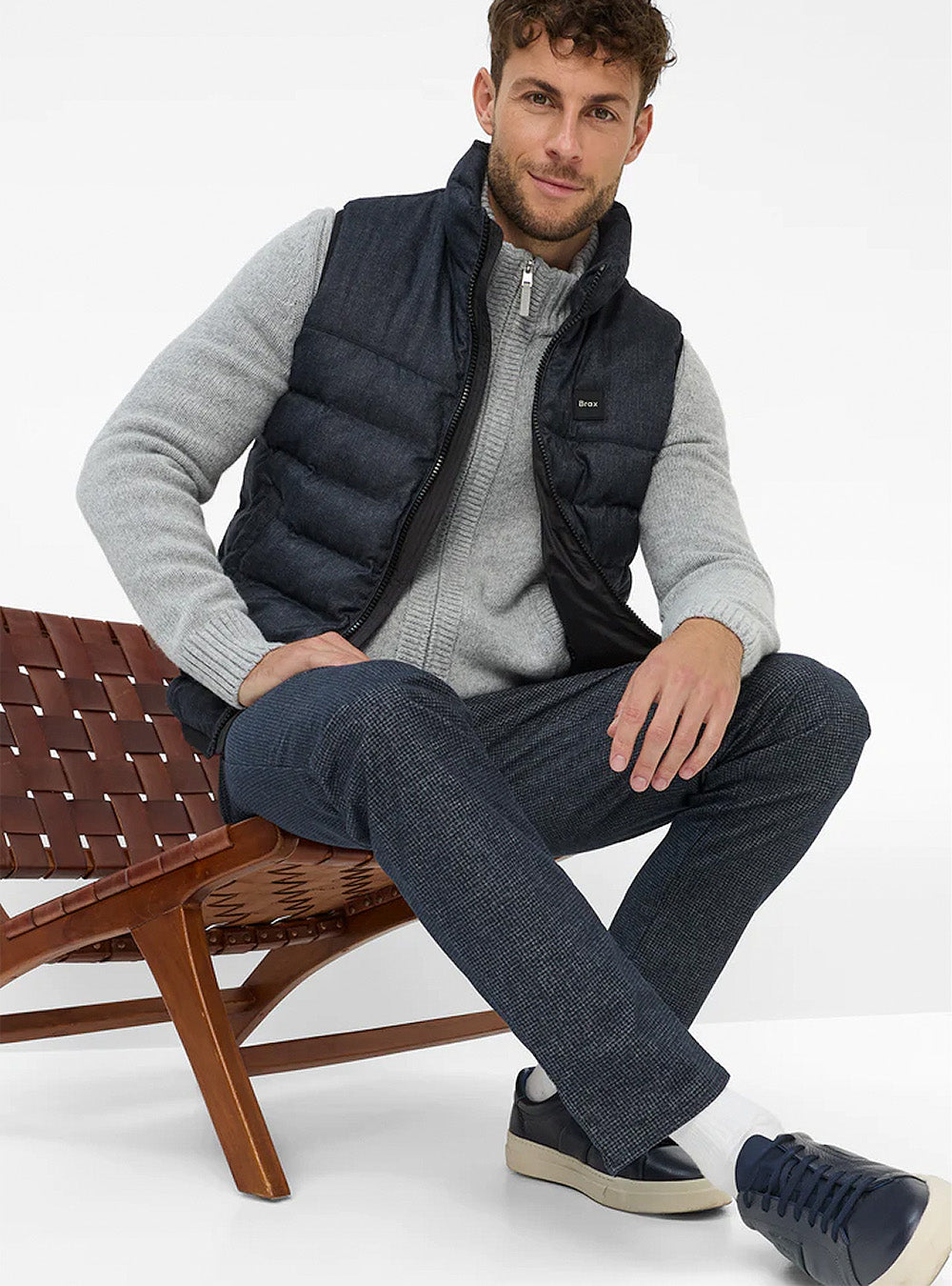 Brax Chuck WDX Textured Trousers - Navy