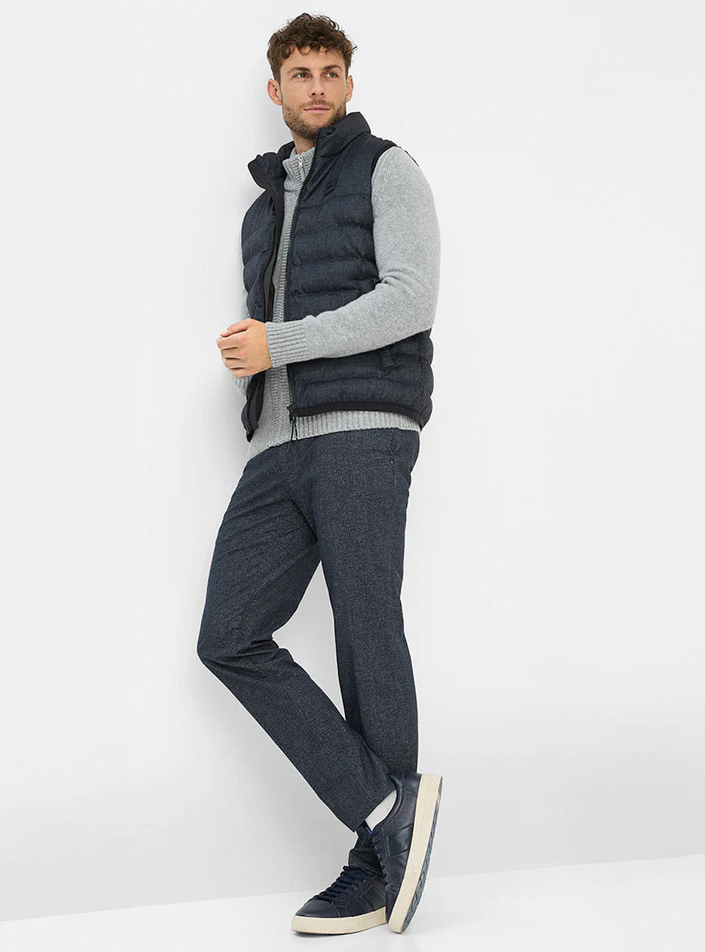 Brax Chuck WDX Textured Trousers - Navy