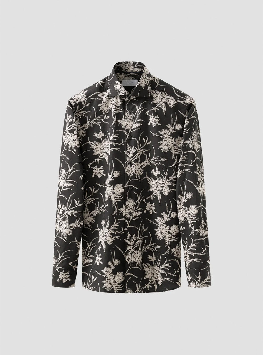 Eton Black Floral Signature Twill Shirt