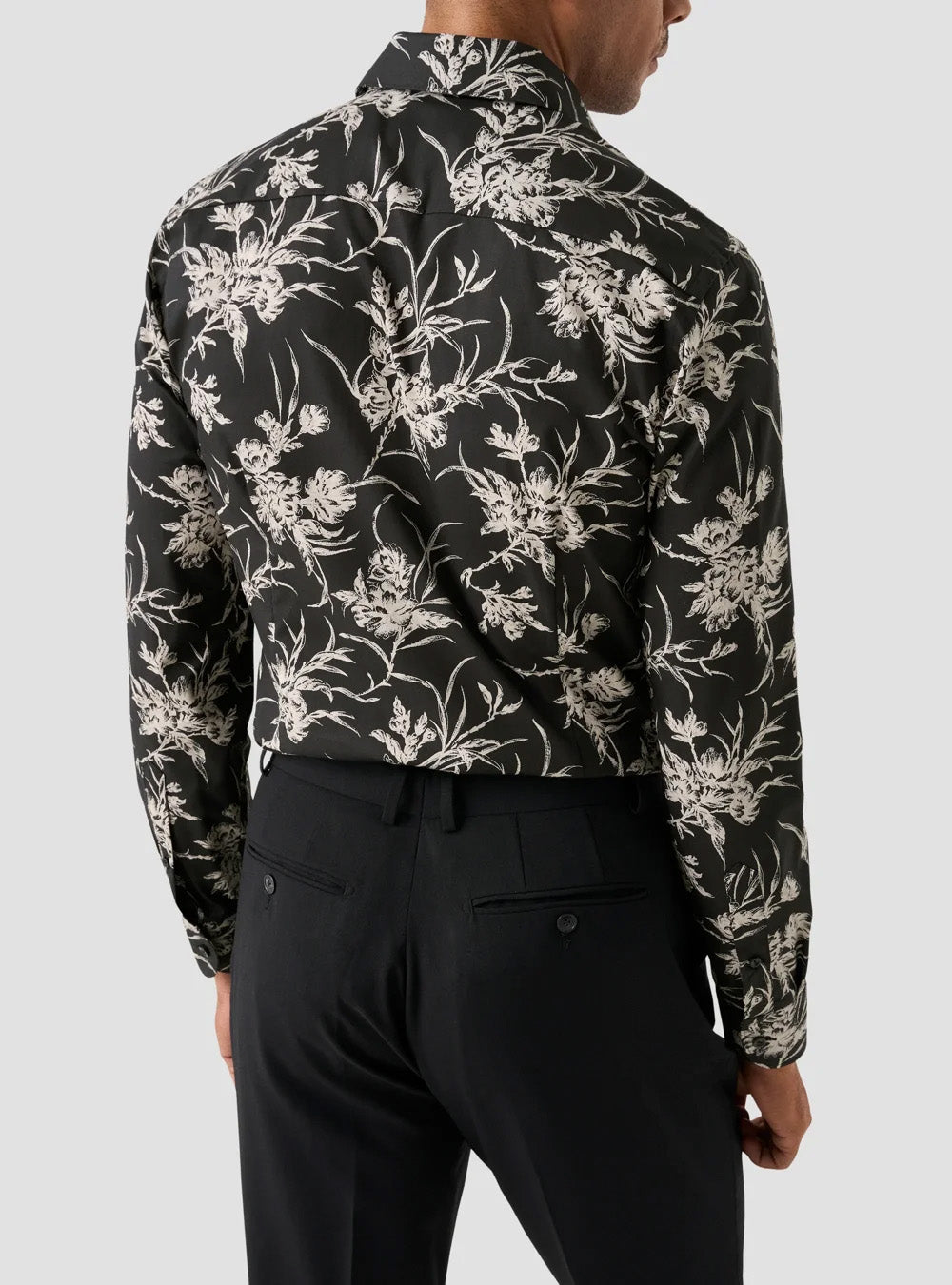 Eton Black Floral Signature Twill Shirt