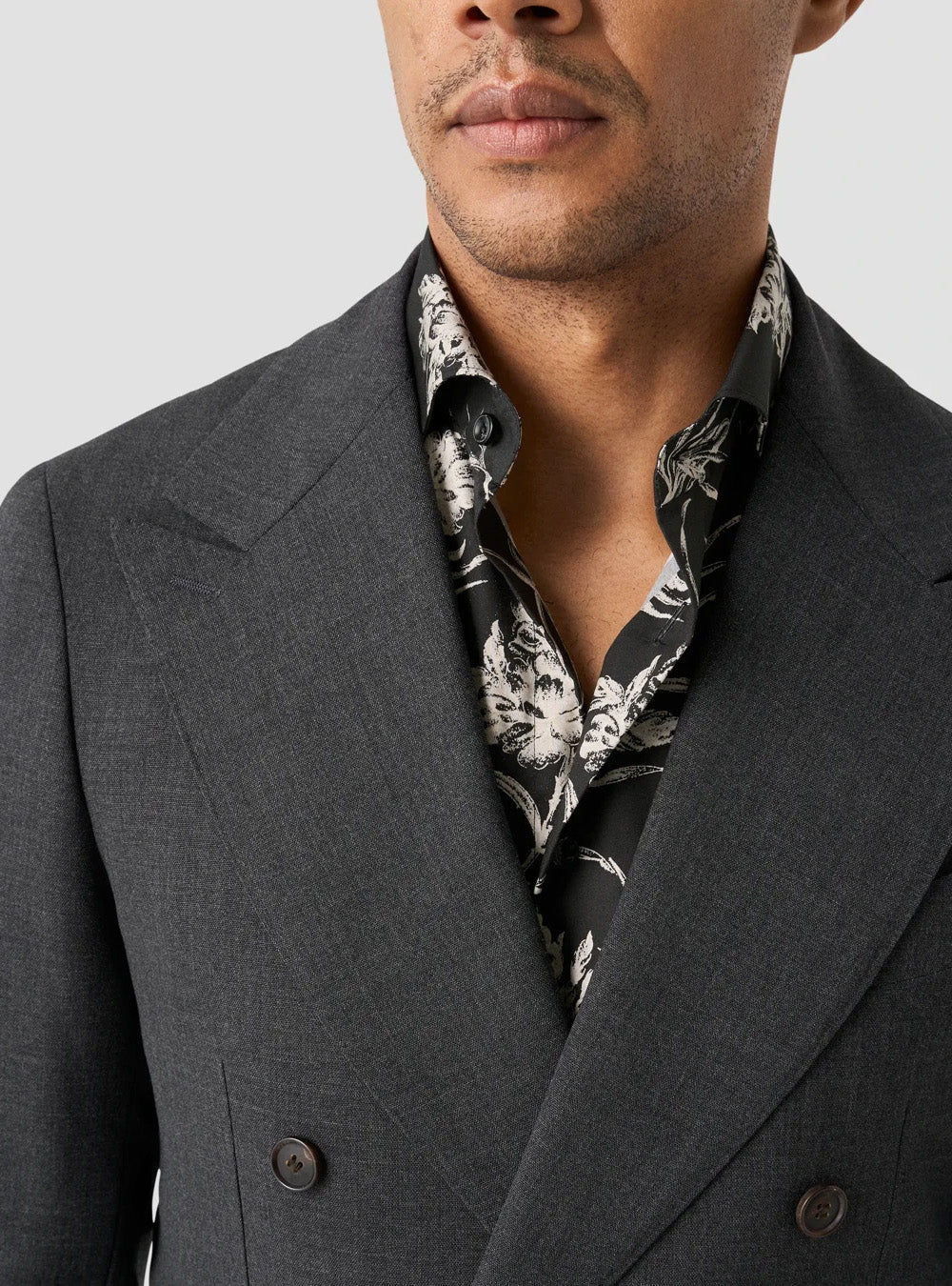Eton Black Floral Signature Twill Shirt