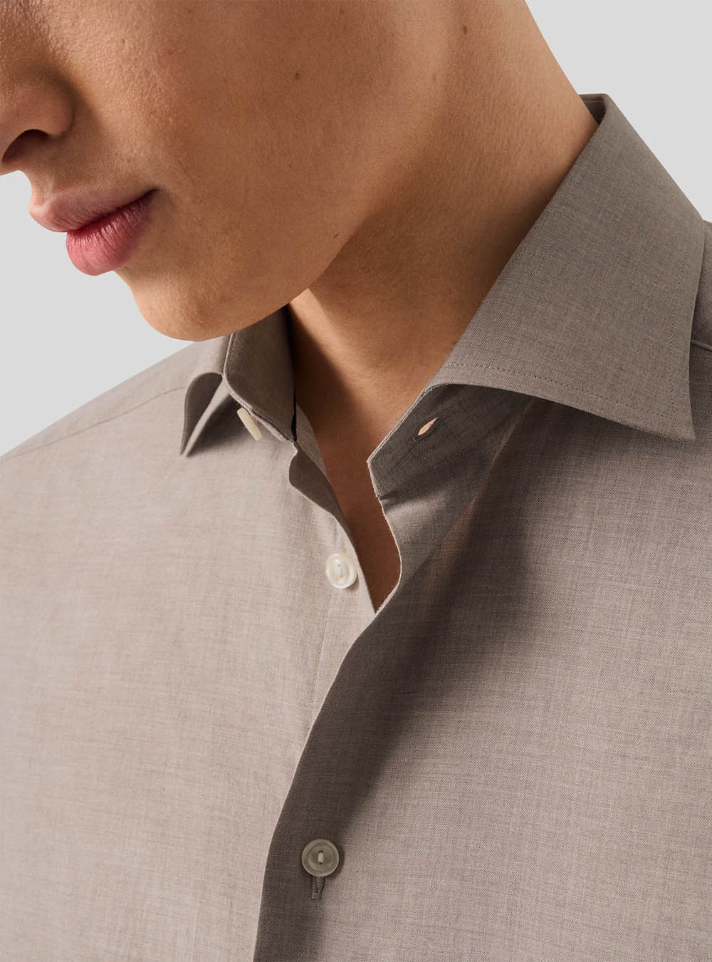 Eton Beige Fine Twill Shirt