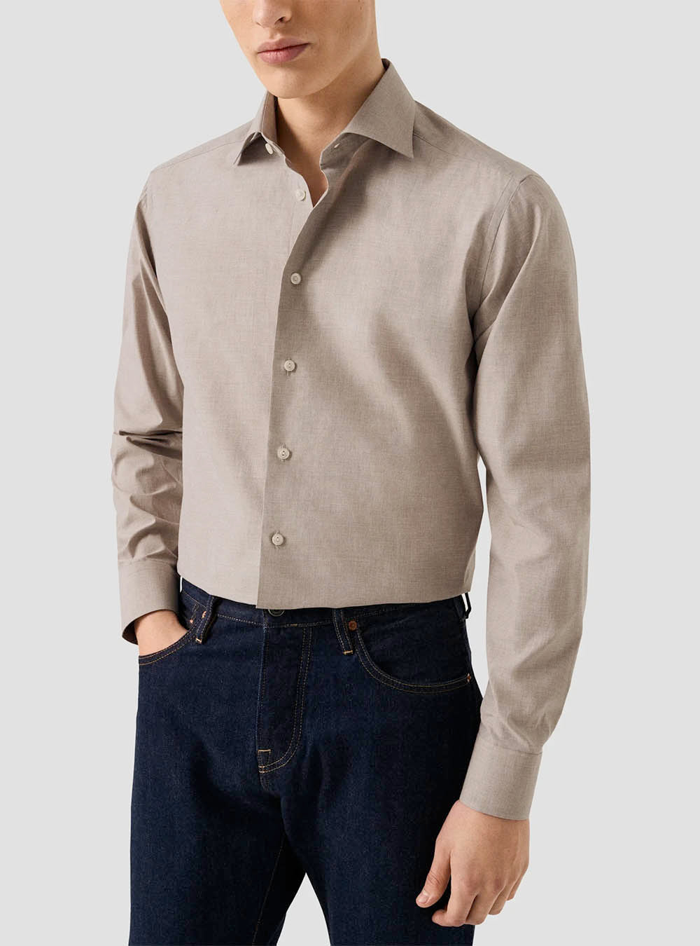 Eton Beige Fine Twill Shirt