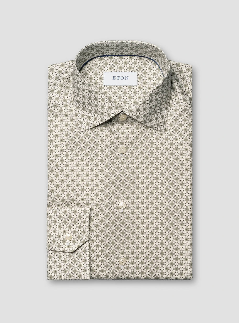 Eton Beige Geometric Signature Twill Shirt