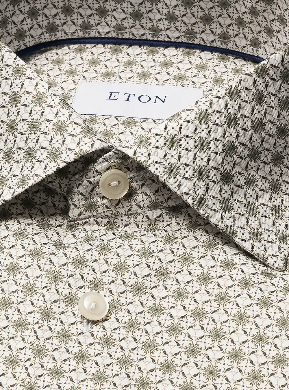 Eton Beige Geometric Signature Twill Shirt