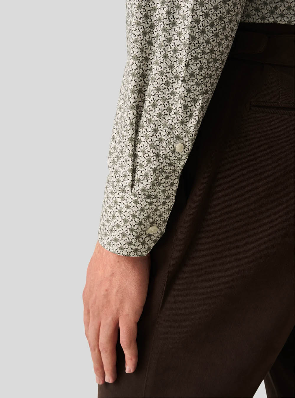 Eton Beige Geometric Signature Twill Shirt