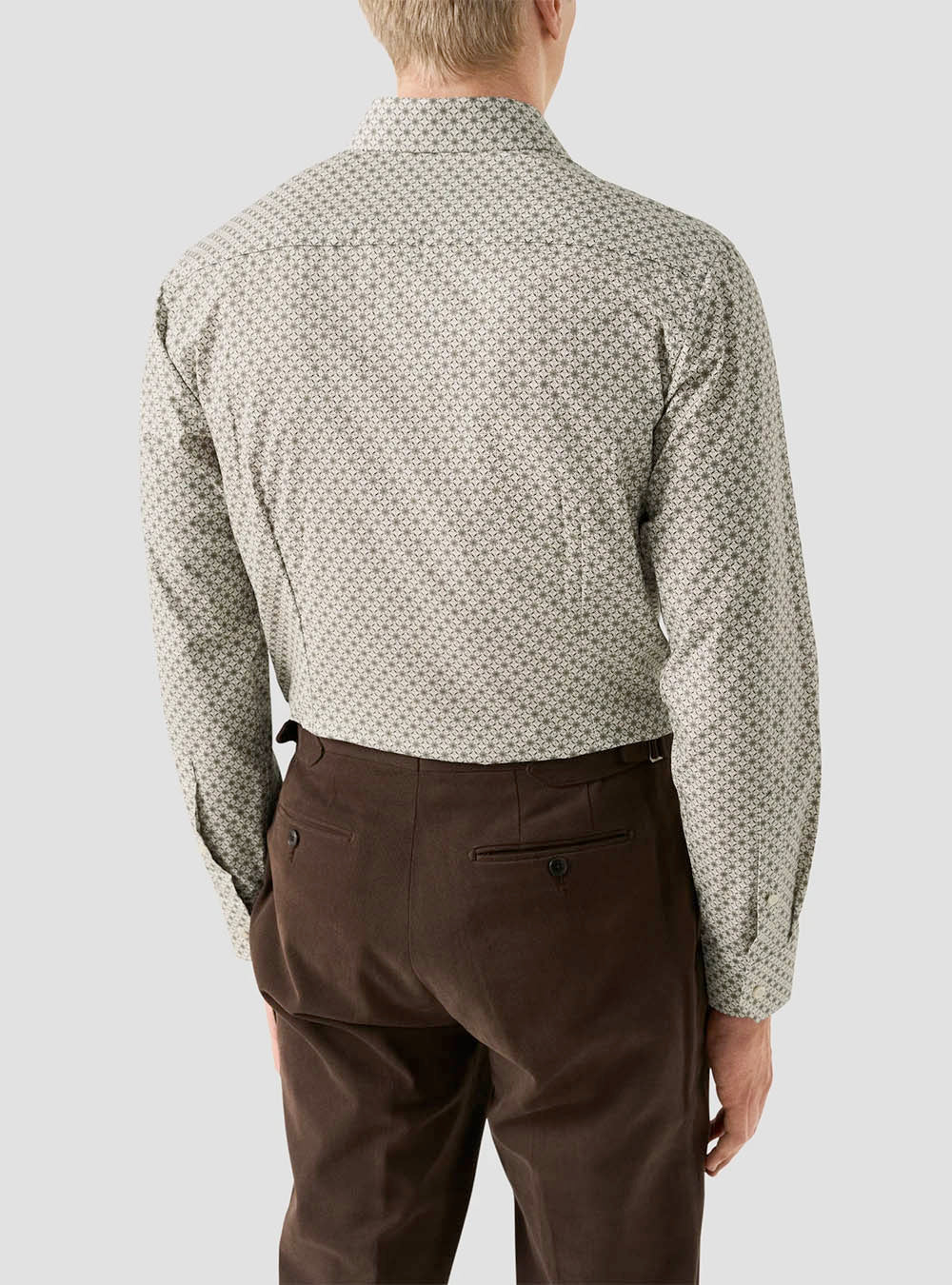 Eton Beige Geometric Signature Twill Shirt