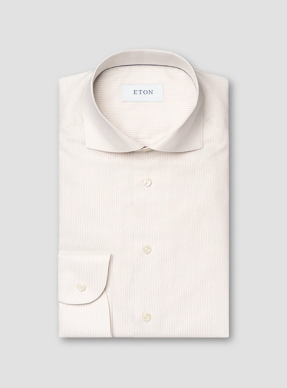 Eton Beige Striped Signature Oxford Shirt