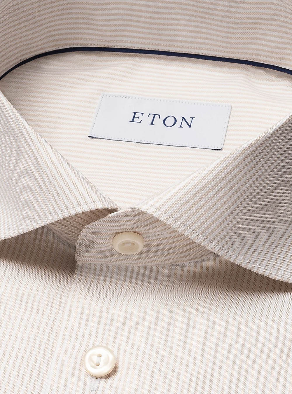 Eton Beige Striped Signature Oxford Shirt
