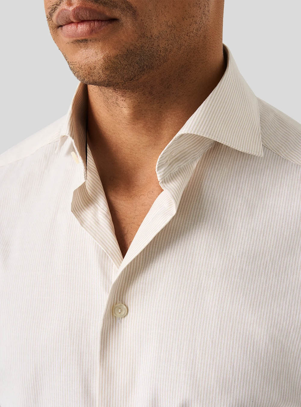Eton Beige Striped Signature Oxford Shirt