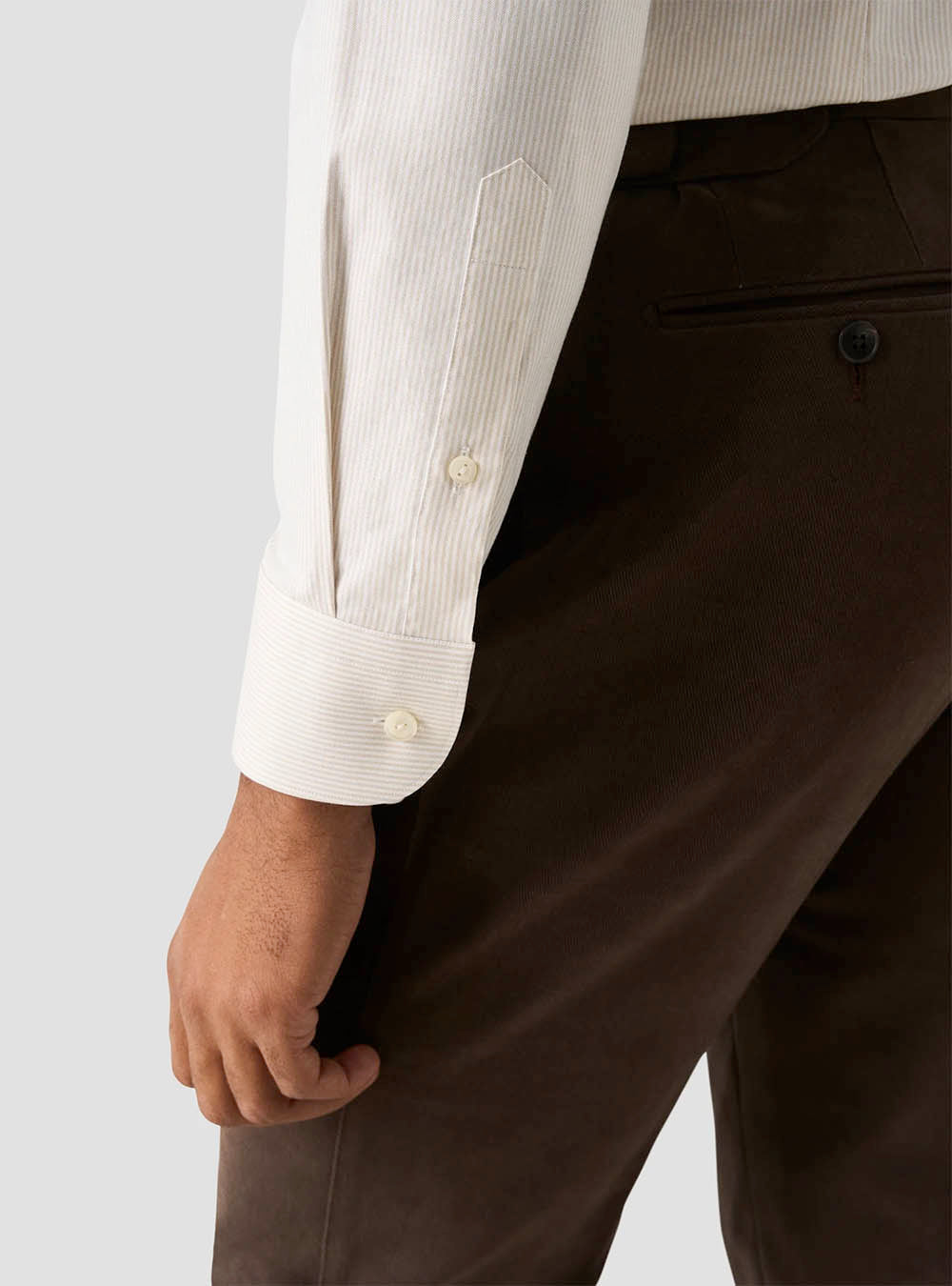 Eton Beige Striped Signature Oxford Shirt