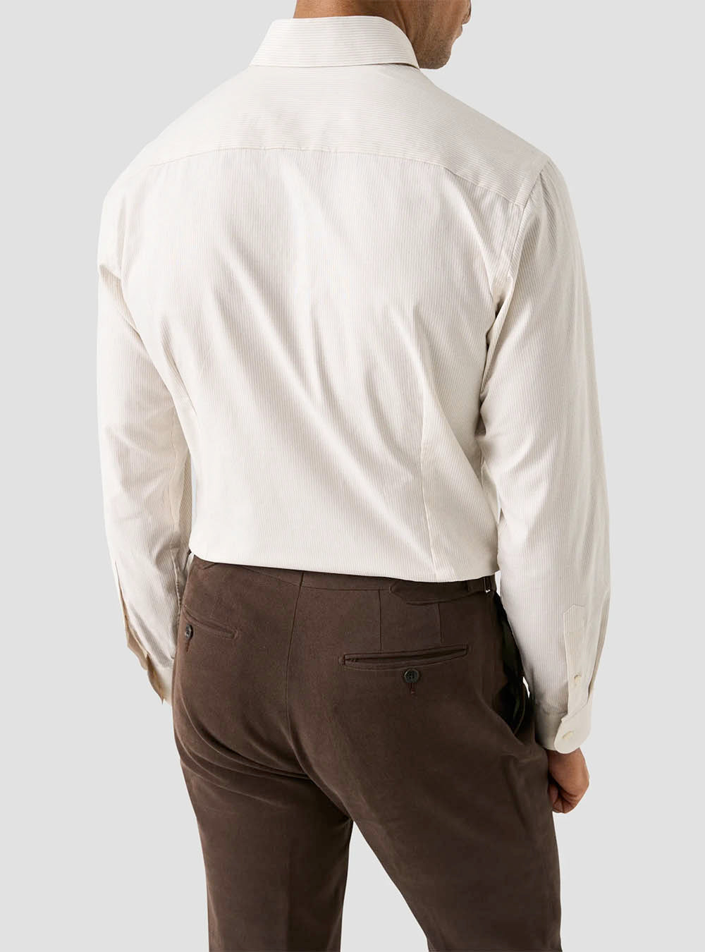 Eton Beige Striped Signature Oxford Shirt