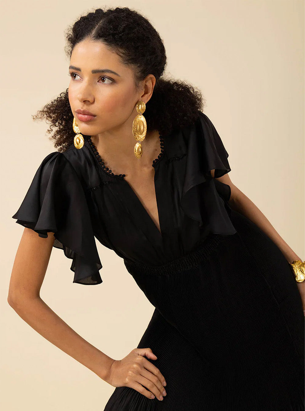 Hale Bob Della Solid Dress - Black