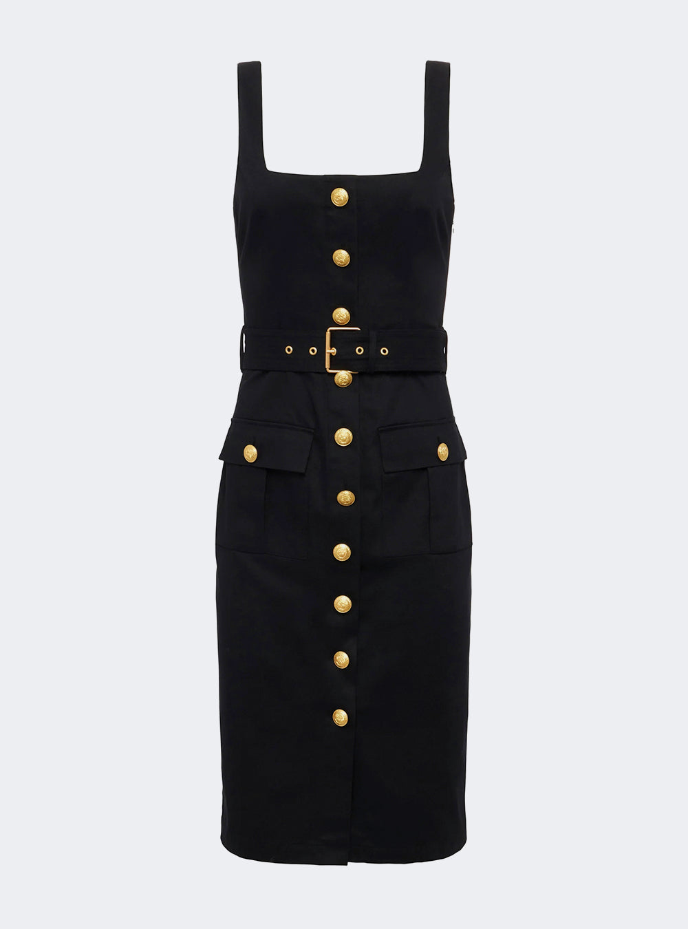 L'Agence Idy Button-Front Dress - Black/Gold
