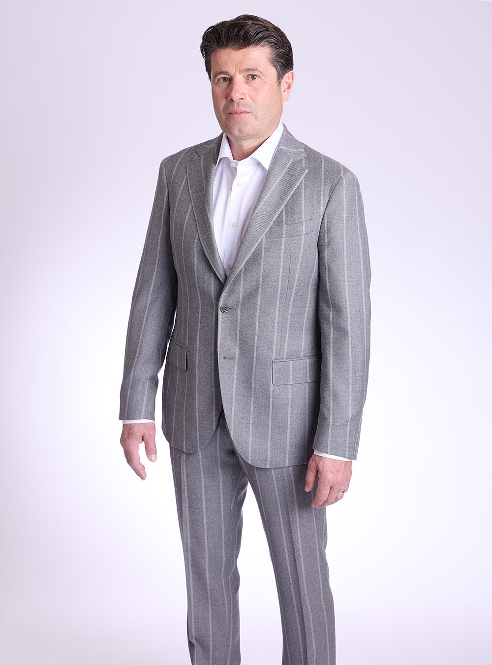 Luigi Bianchi Grey Flannel Chalk Stripe Suit