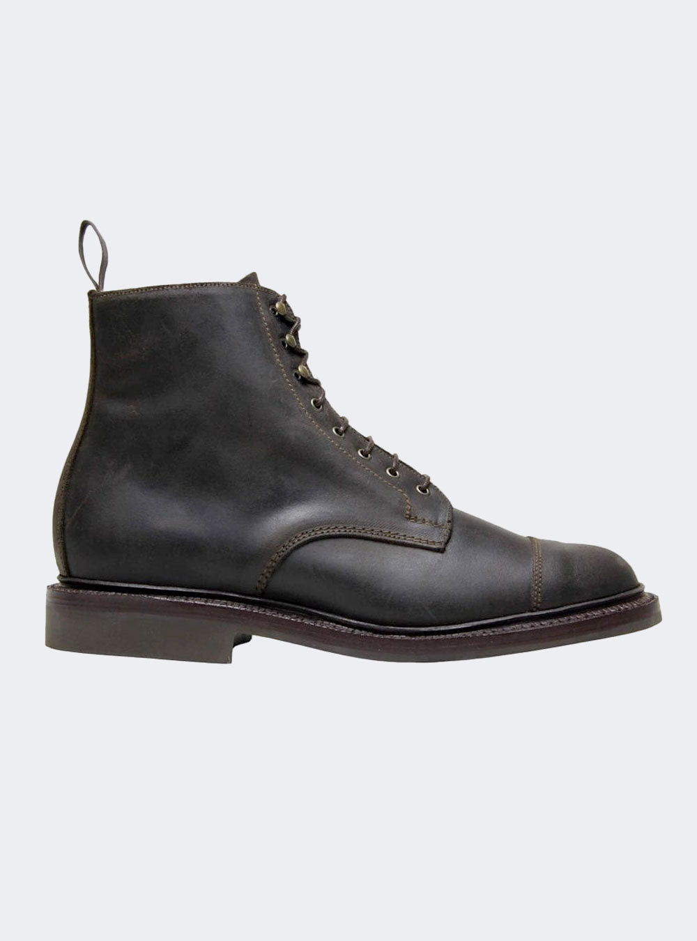 Sanders 2605 Toe-Cap Derby Boot - Kenia Dark Brown Waxy Suede – O