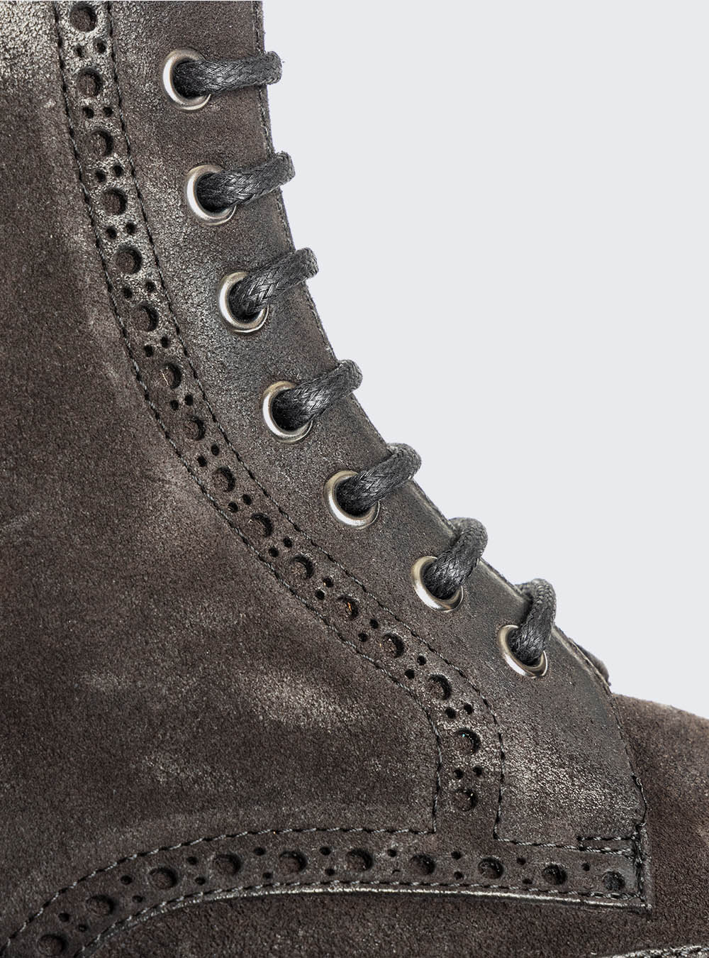 Calzoleria Toscana 2481 Waxy Suede Wing-Tip Side Zip Boot - Black