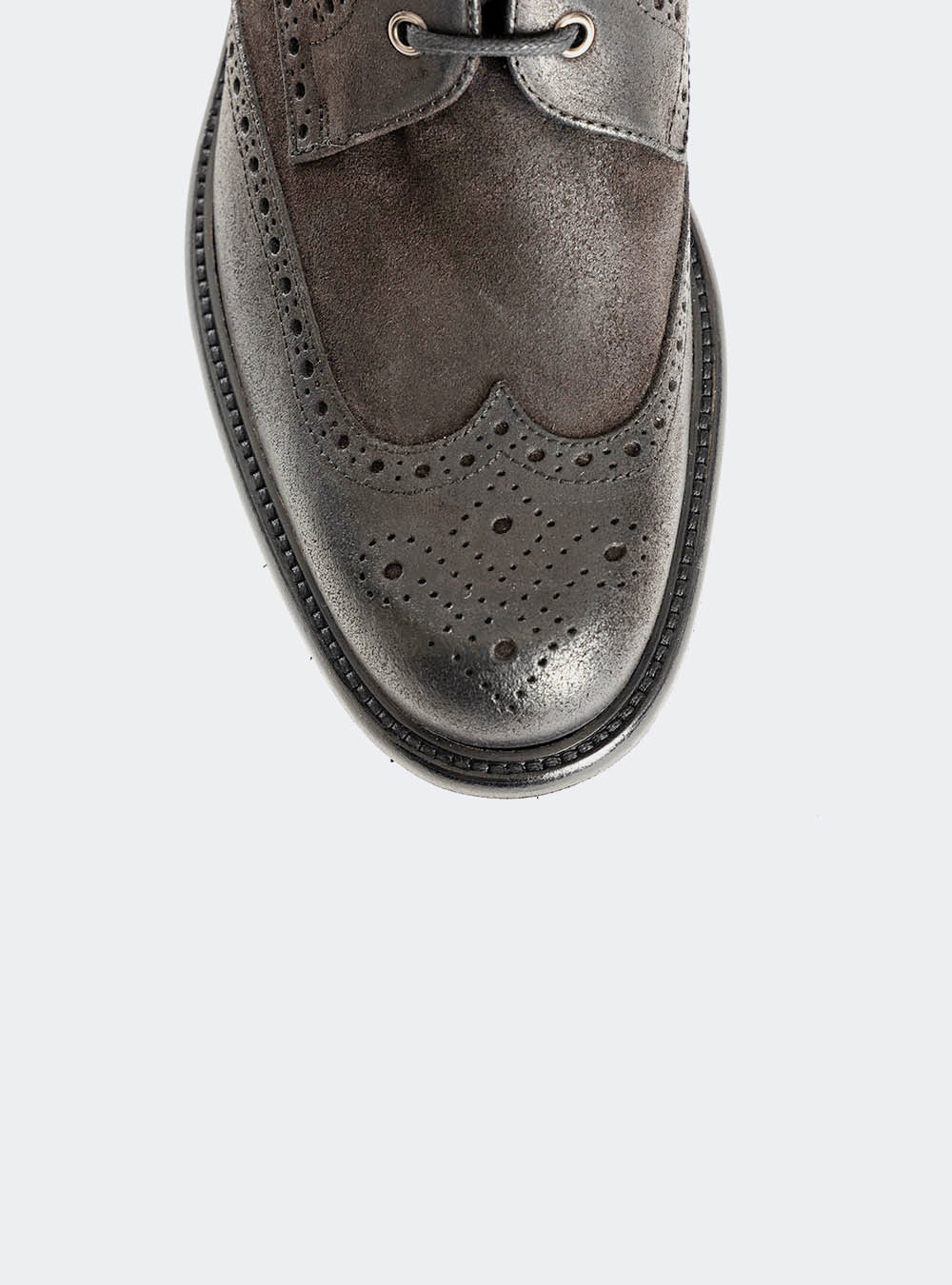 Calzoleria Toscana 2481 Waxy Suede Wing-Tip Side Zip Boot - Black