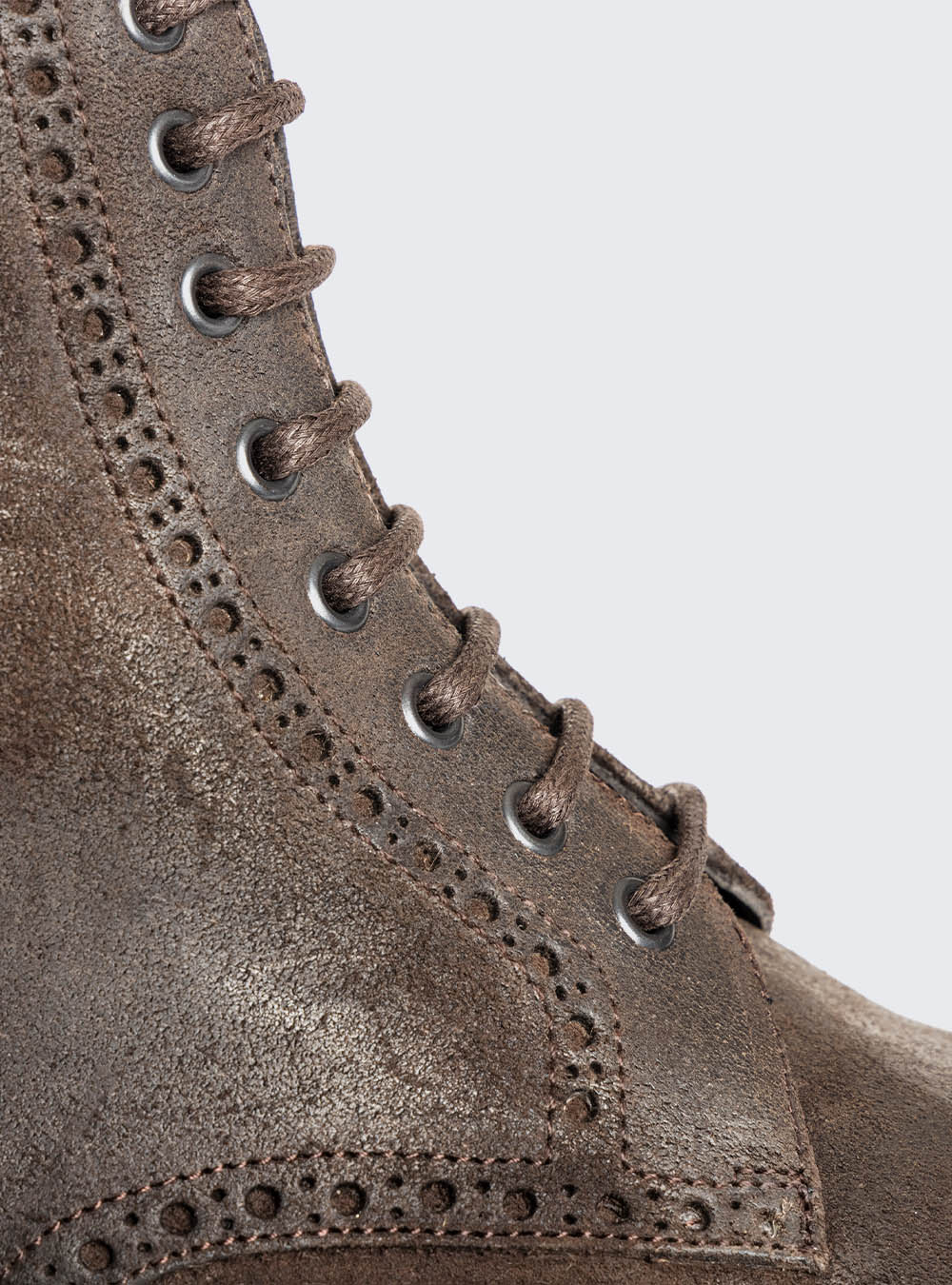 Calzoleria Toscana 2481 Waxy Suede Wing-Tip Side Zip Boot - Brown