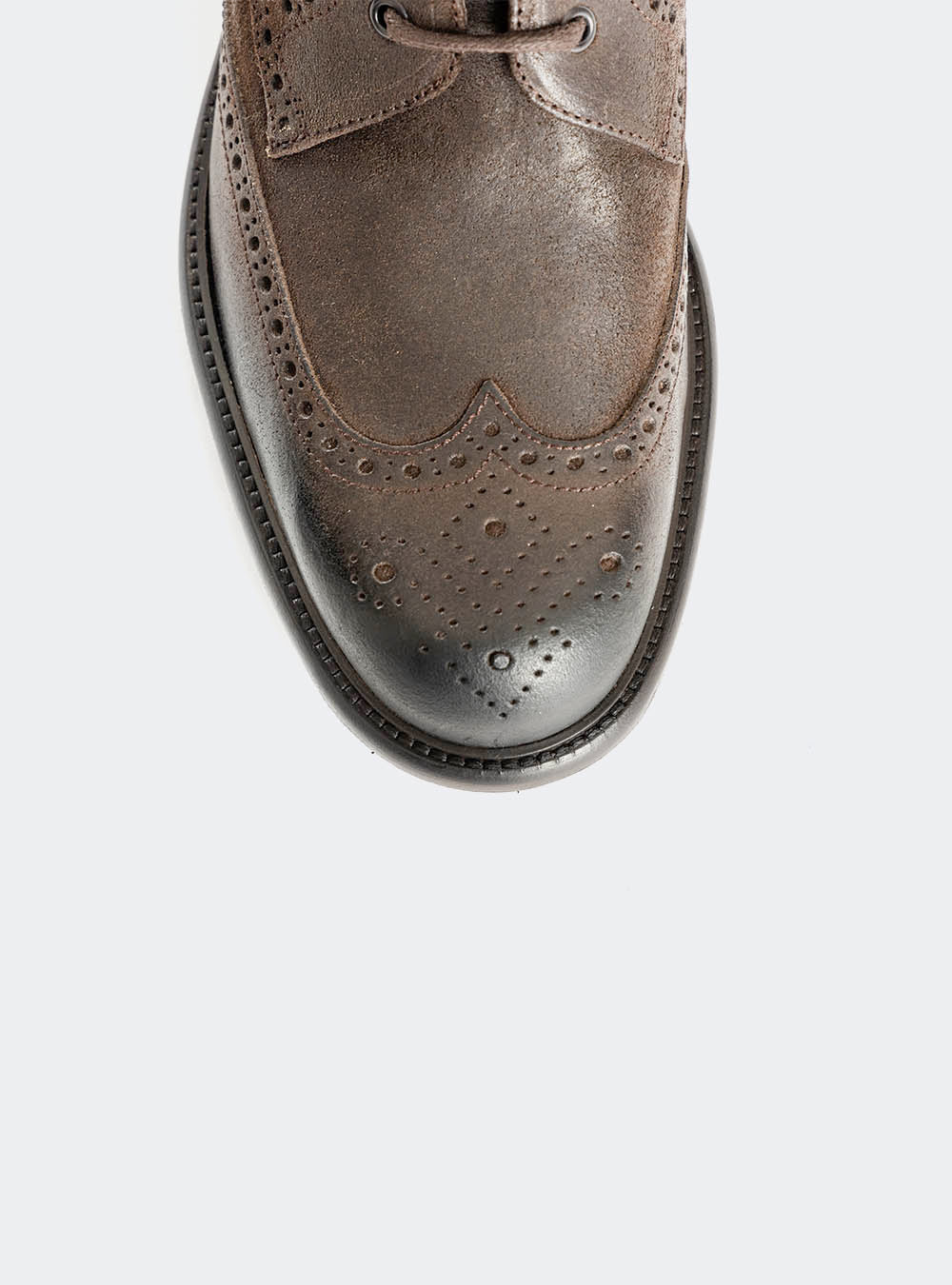 Calzoleria Toscana 2481 Waxy Suede Wing-Tip Side Zip Boot - Brown