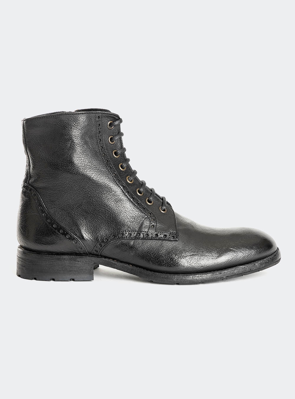 Calzoleria Toscana A262 Dip Dyed Plain-Toe Side Zip Boot - Black