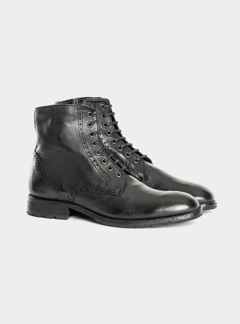 Calzoleria Toscana A262 Dip Dyed Plain-Toe Side Zip Boot - Black
