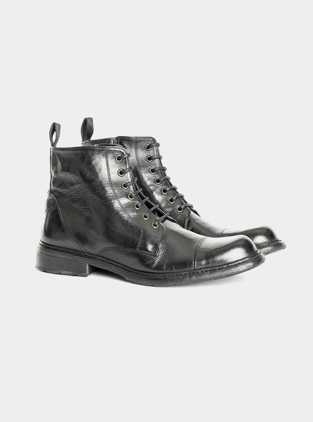 Calzoleria Toscana Q549 Dip Dyed Toe-Cap Side Zip Boot - Black