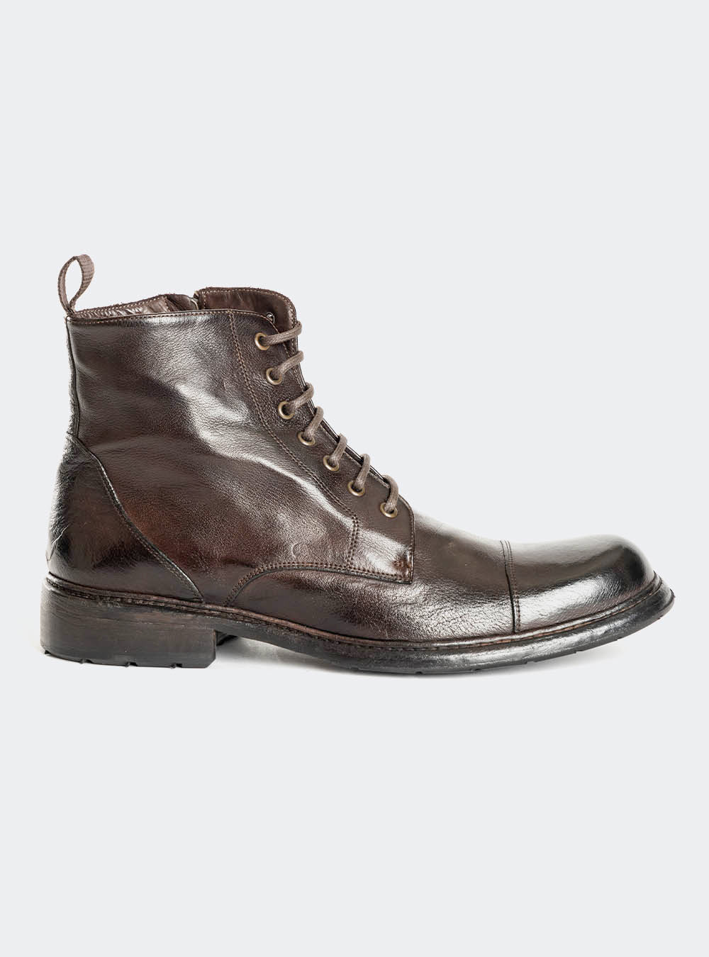 Calzoleria Toscana Q549 Dip Dyed Toe-Cap Side Zip Boot - Dark Brown
