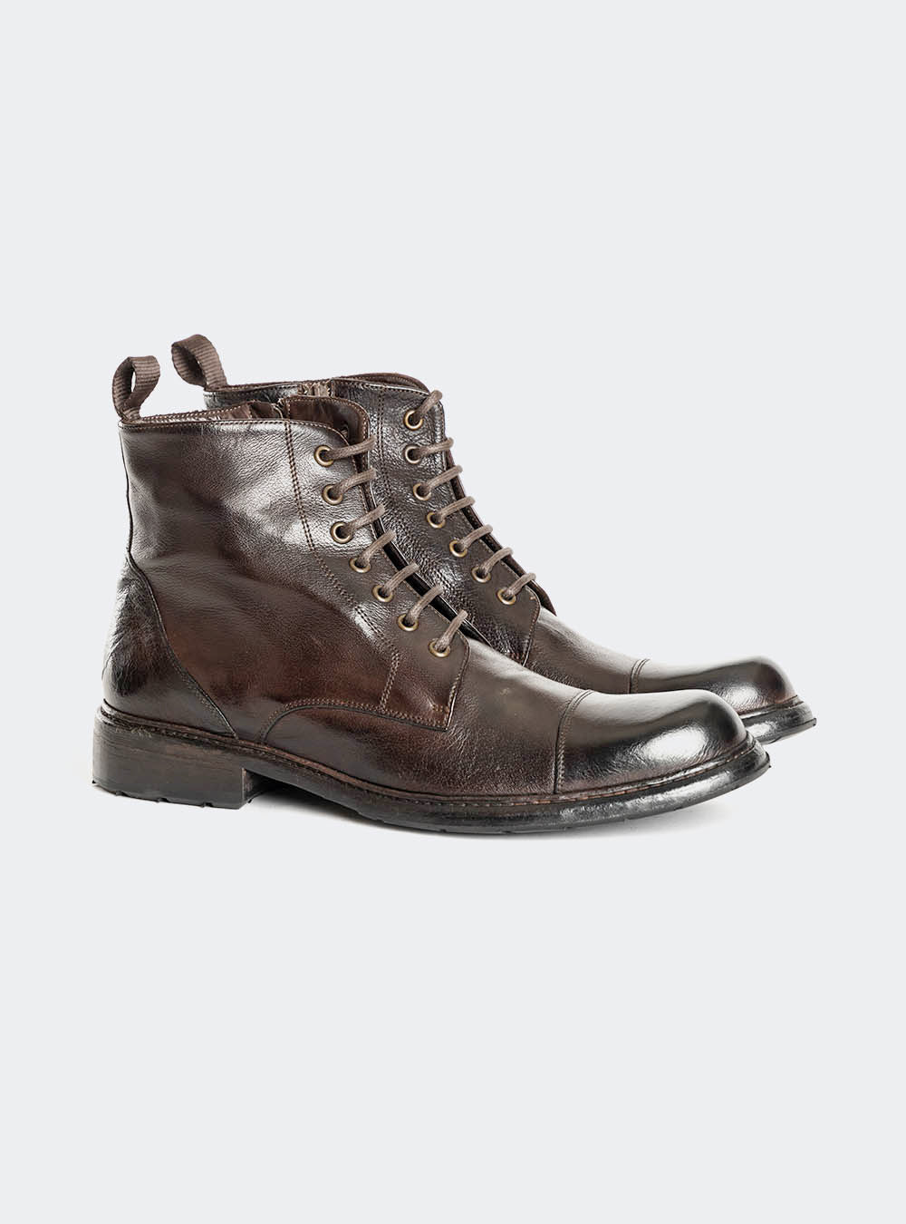 Calzoleria Toscana Q549 Dip Dyed Toe-Cap Side Zip Boot - Dark Brown