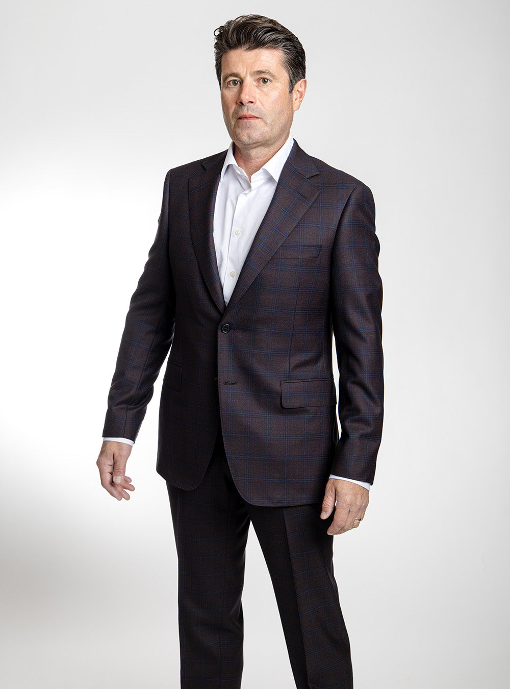 Samuelsohn Aubergine & Blue Overcheck Suit