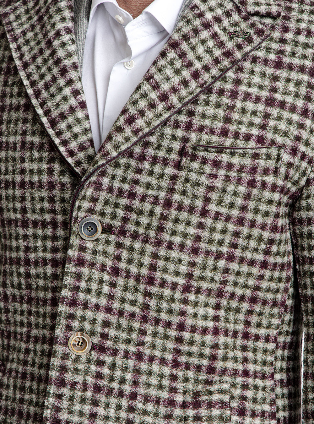 BOB Winter White & Olive Cranberry Overcheck Topcoat