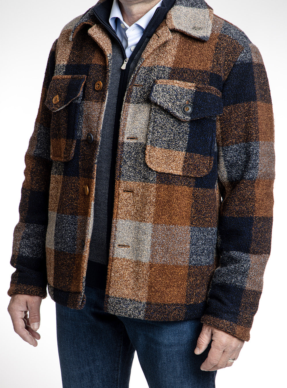 BOB Navy & Brown Overcheck Jacket