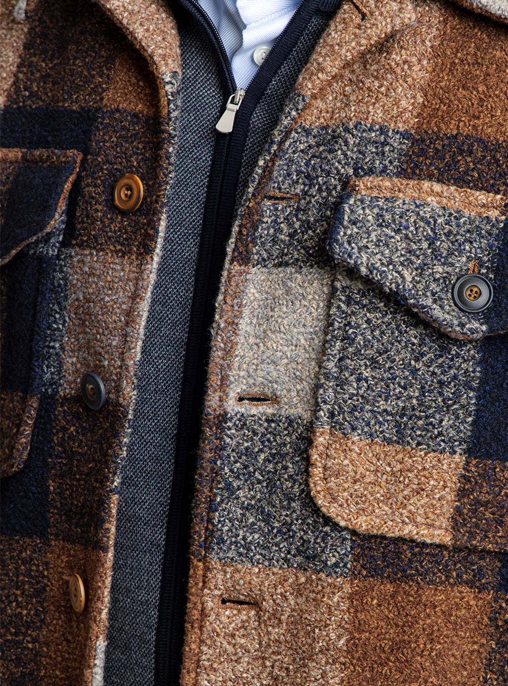 BOB Navy & Brown Overcheck Jacket
