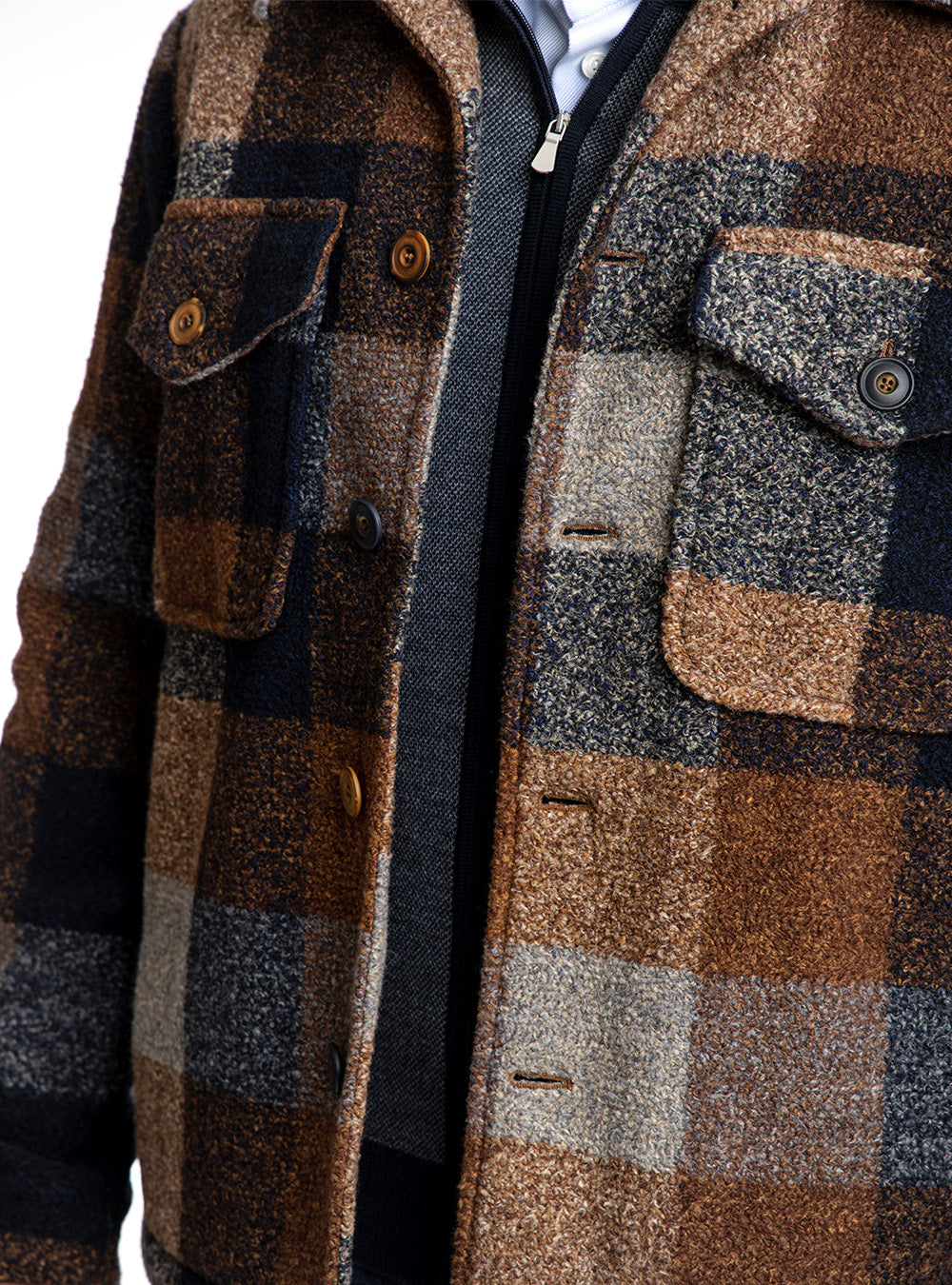 BOB Navy & Brown Overcheck Jacket
