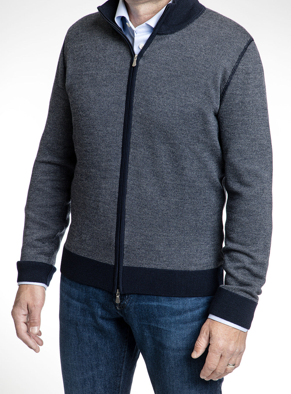 Gran Sasso Blue Full Zip Sweater