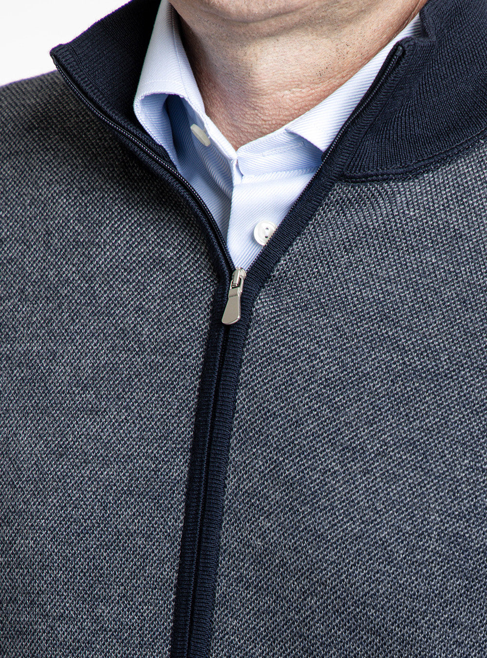 Gran Sasso Blue Full Zip Sweater