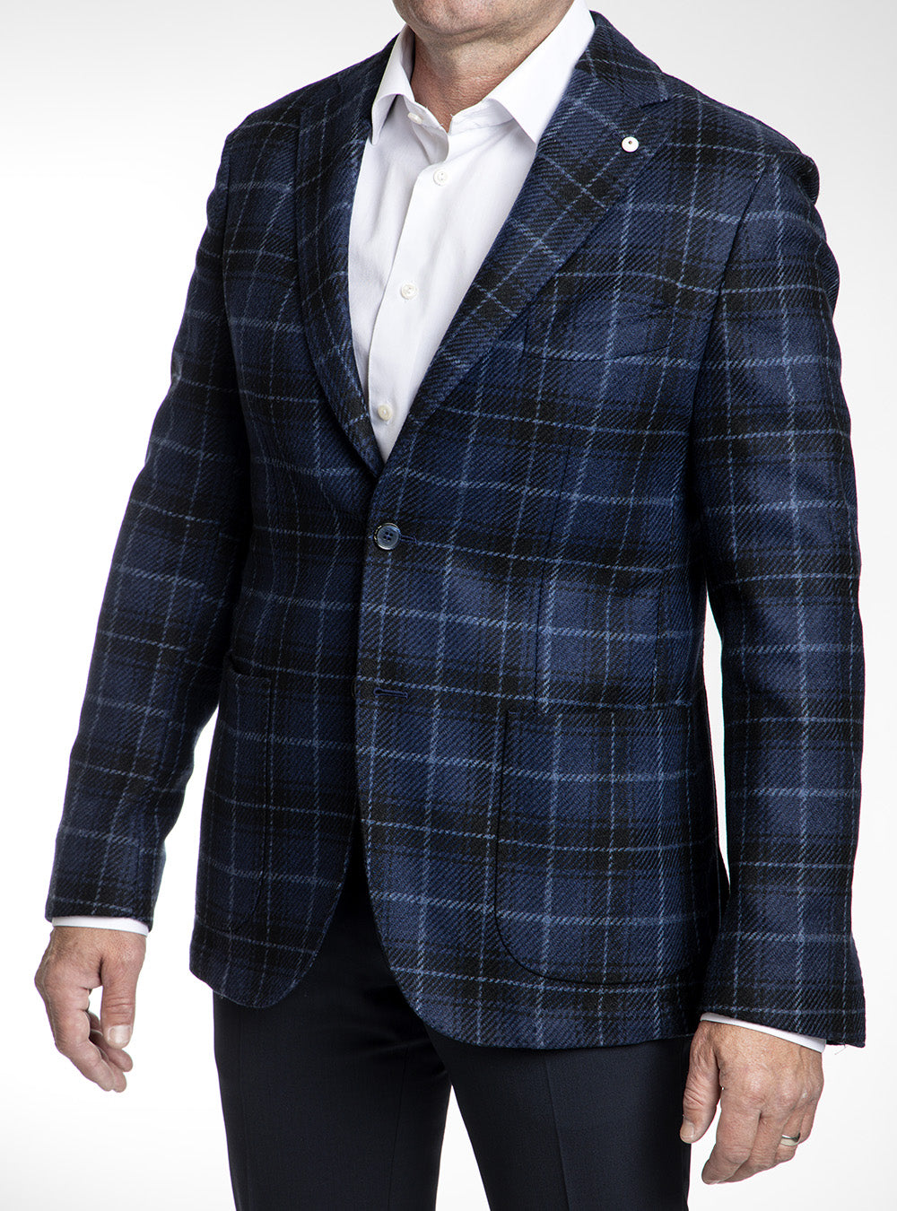 L.B.M. 1911 Navy & Black Plaid Sport Coat