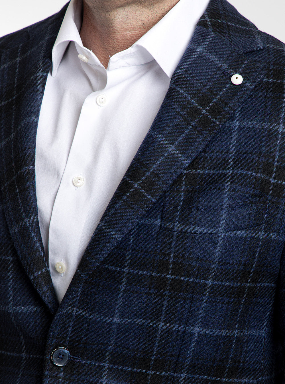 L.B.M. 1911 Navy & Black Plaid Sport Coat