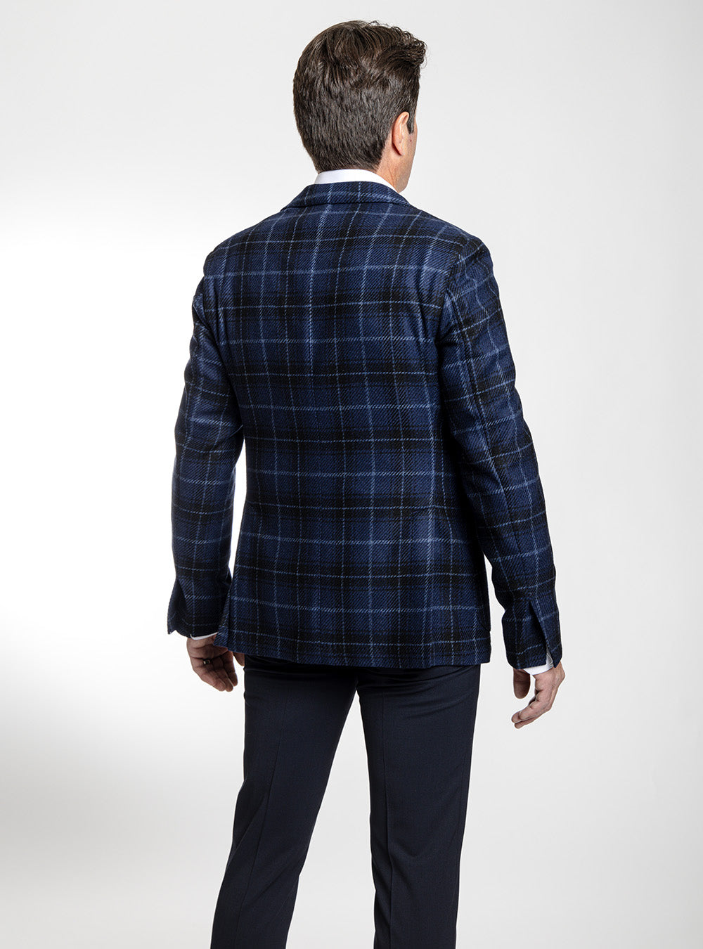 L.B.M. 1911 Navy & Black Plaid Sport Coat