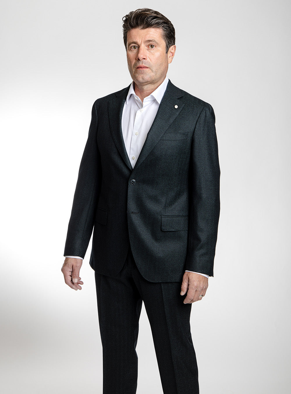 Luigi Bianchi Marbled Navy & Teal Suit