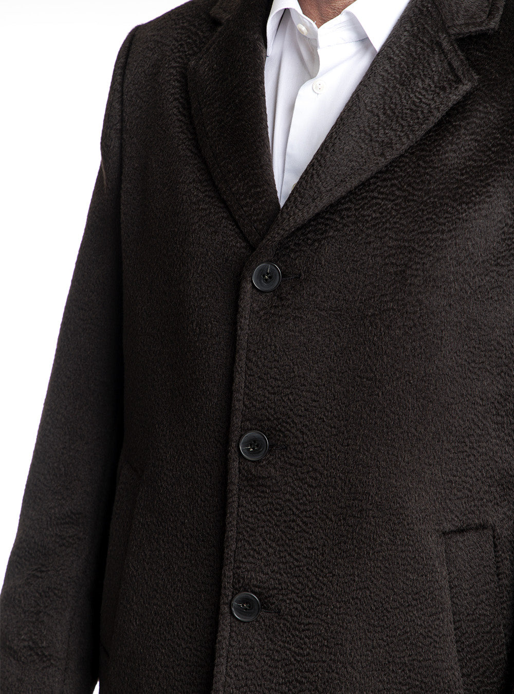Hiso Dark Brown Baby Alpaca Topcoat