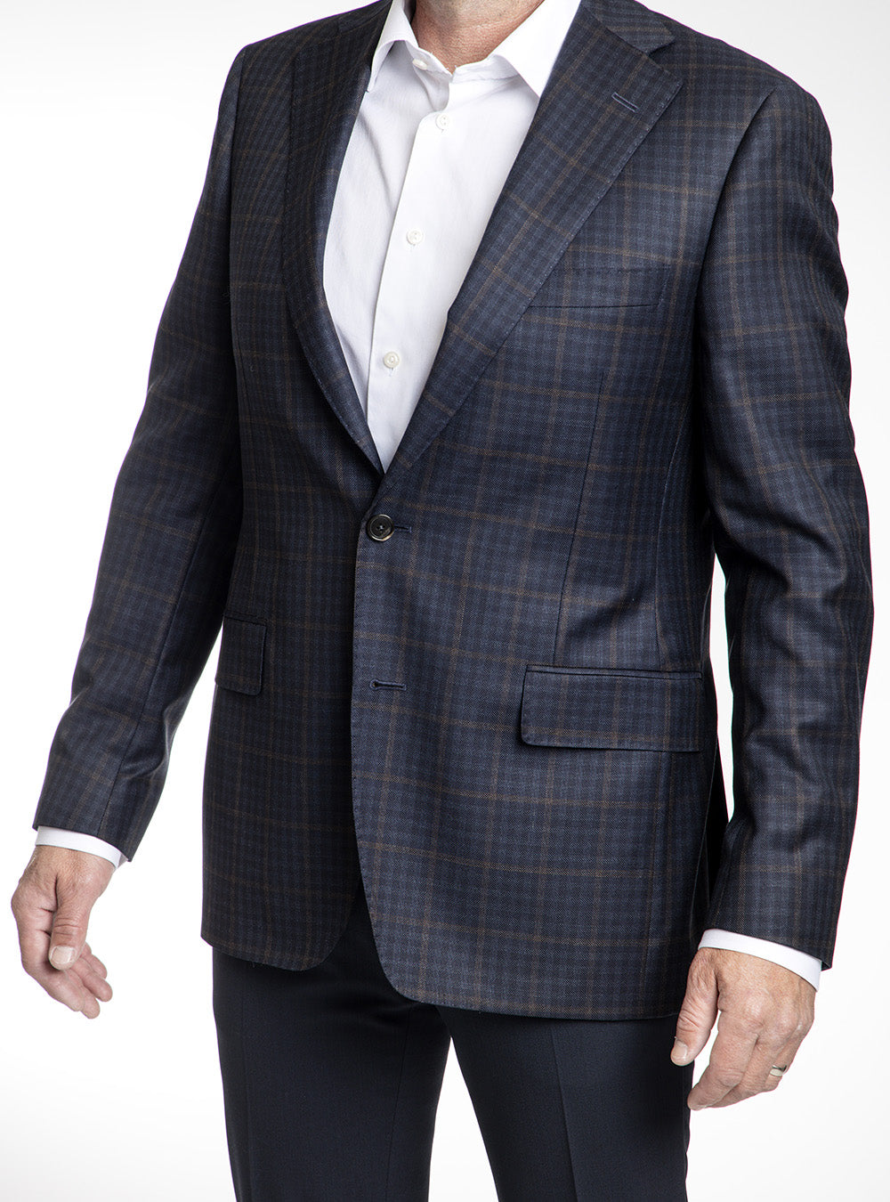 Samuelsohn Navy Box Check & Brown Windowpane Check Sport Coat