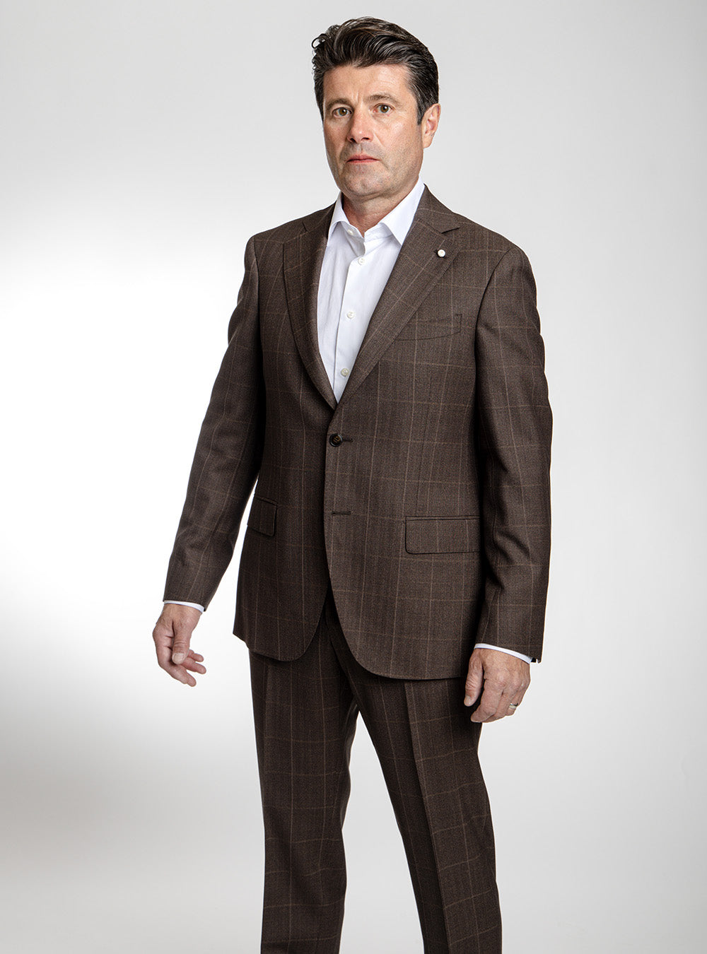 Luigi Bianchi Nutmeg & Tan Windowpane Check Suit