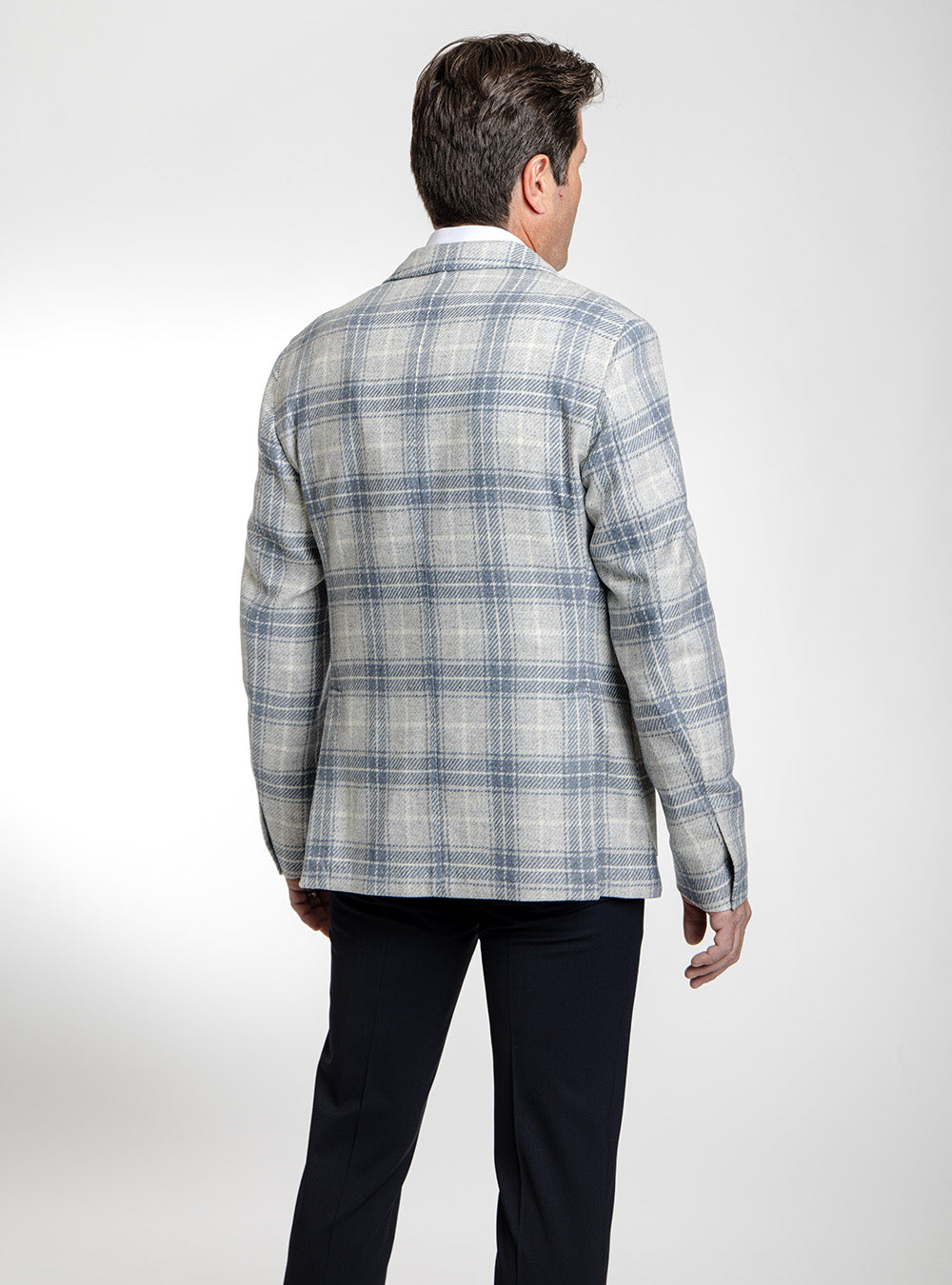 L.B.M. 1911 Blue Gray Plaid Check Sport Coat