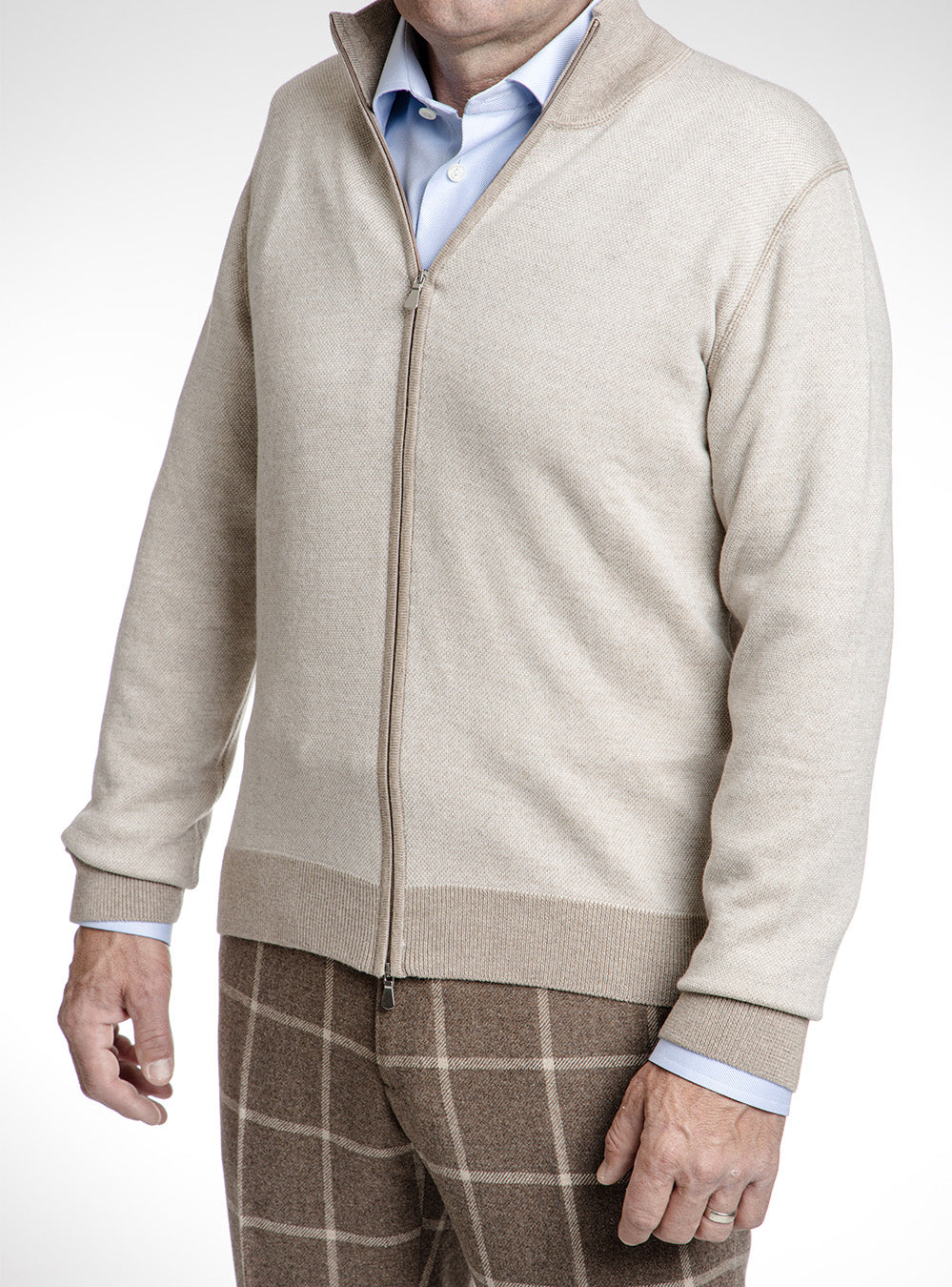 Gran Sasso Light Brown Wool Full Zip Sweater