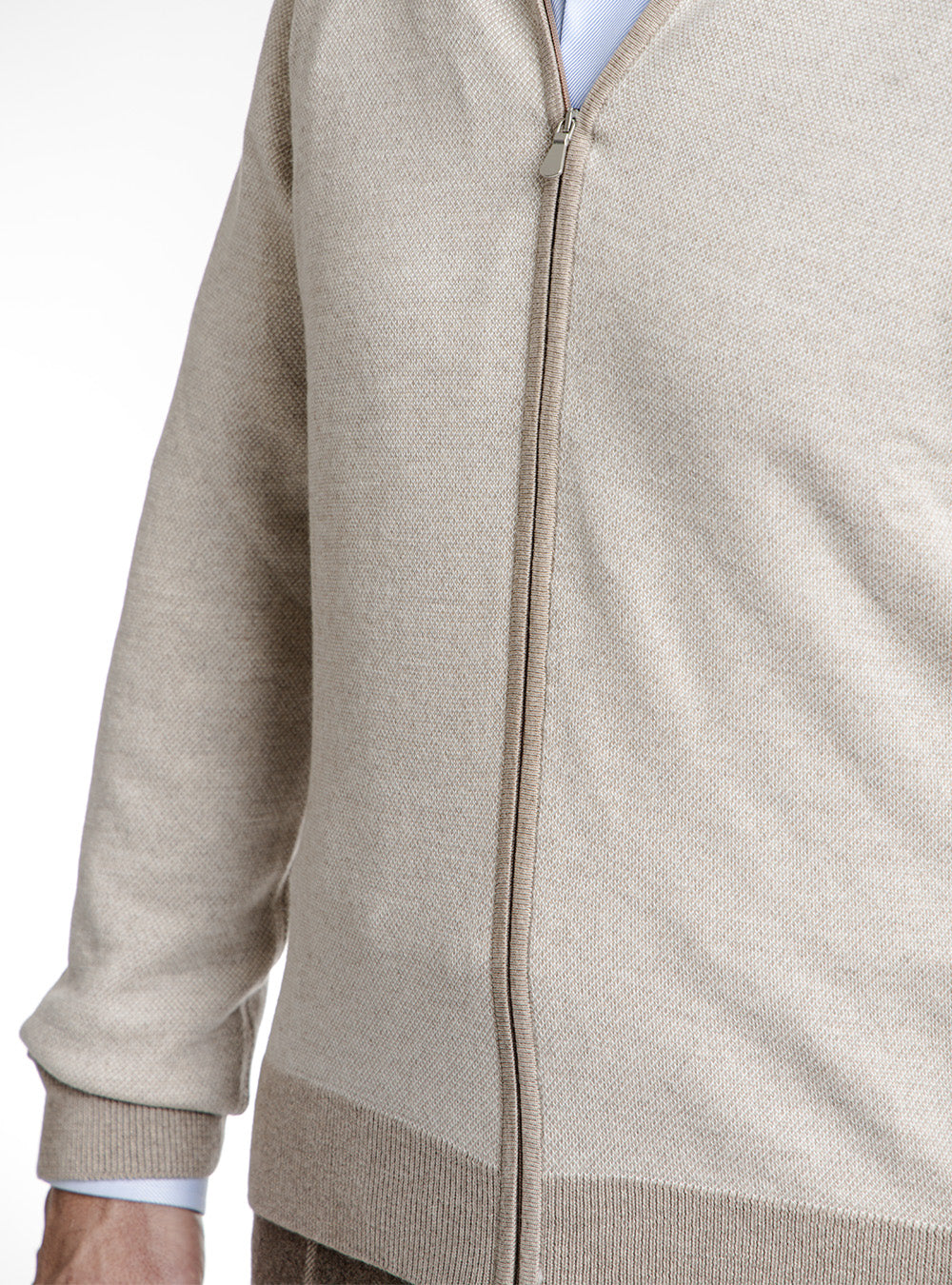 Gran Sasso Light Brown Wool Full Zip Sweater