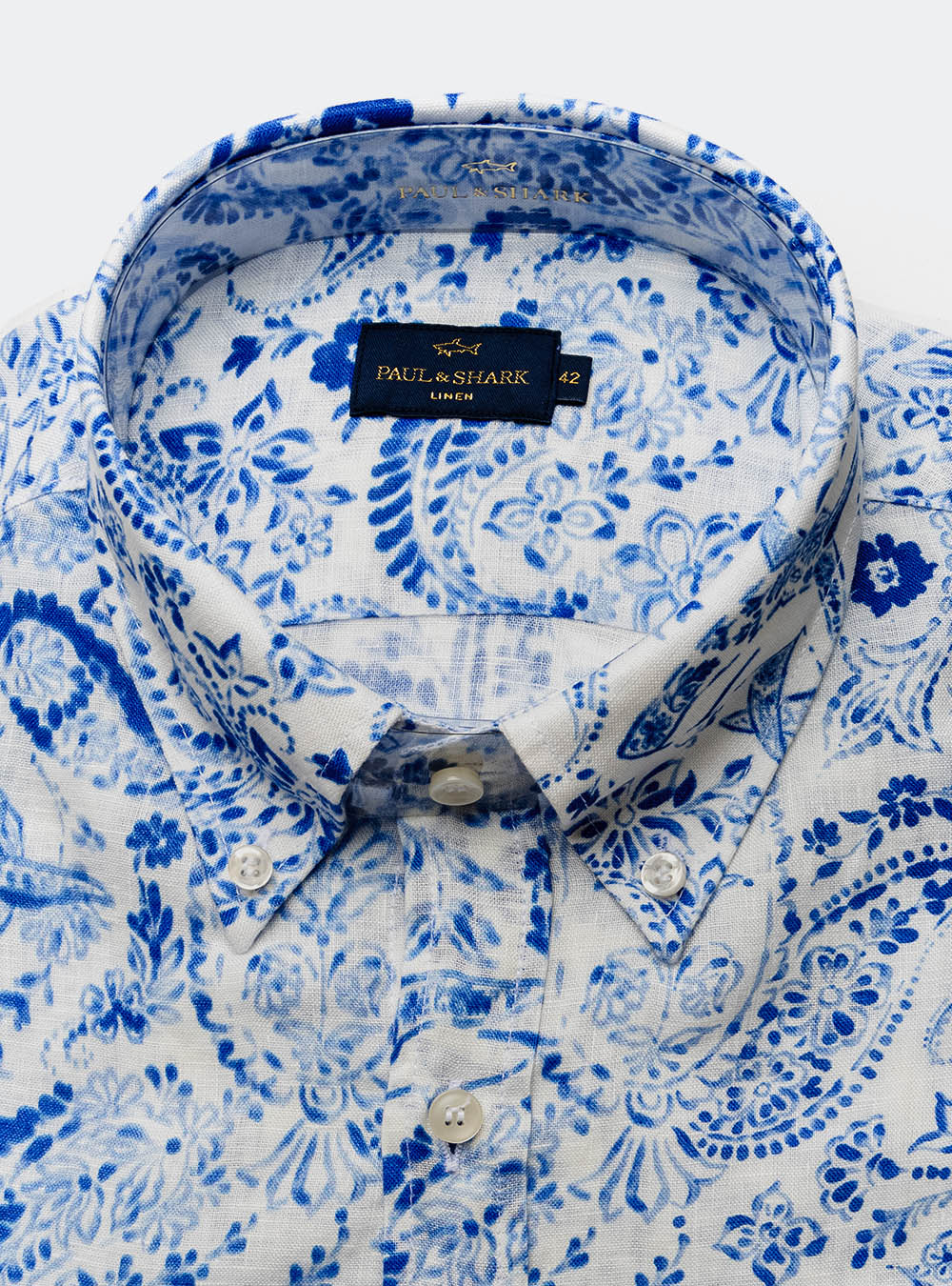 Paul & Shark Blue Floral Linen Shirt
