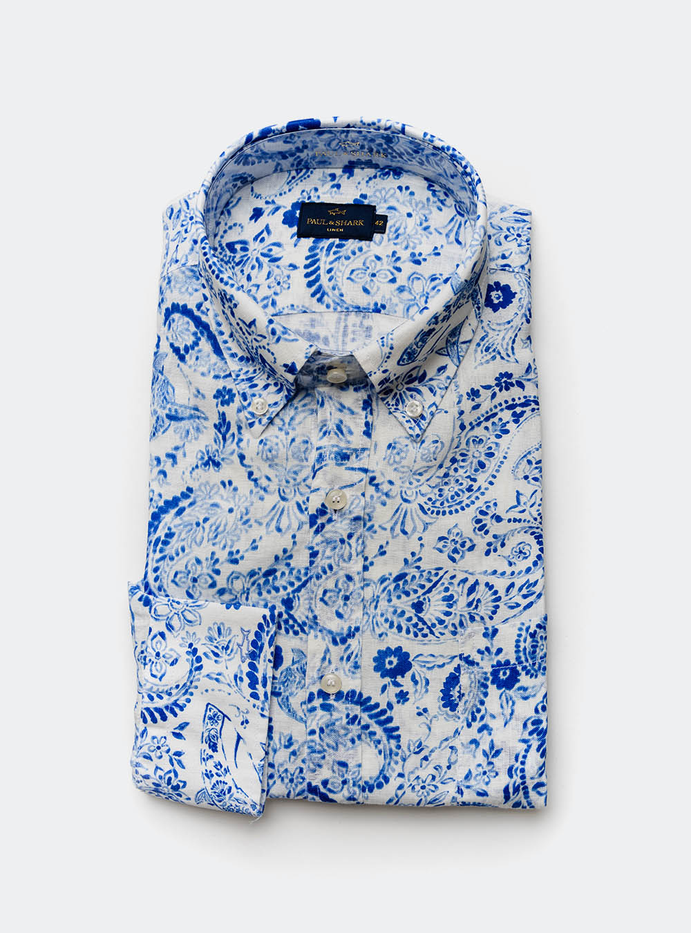 Paul & Shark Blue Floral Linen Shirt