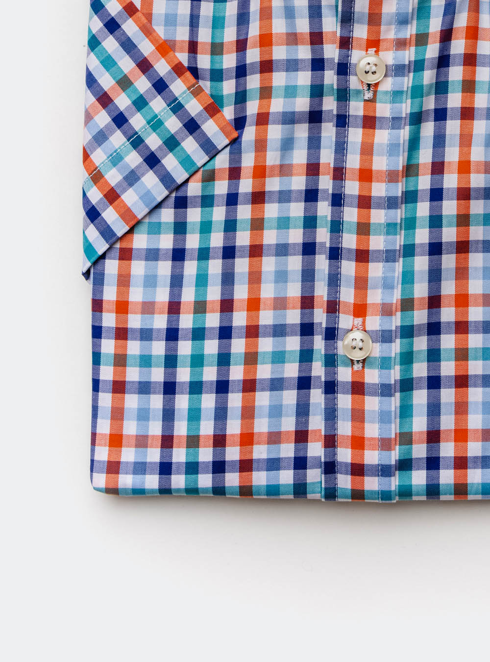 Paul & Shark Blue and Orange Gingham Check Shirt